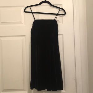 UO x Ecote Black Velvet Fit & Flate Mini Dress